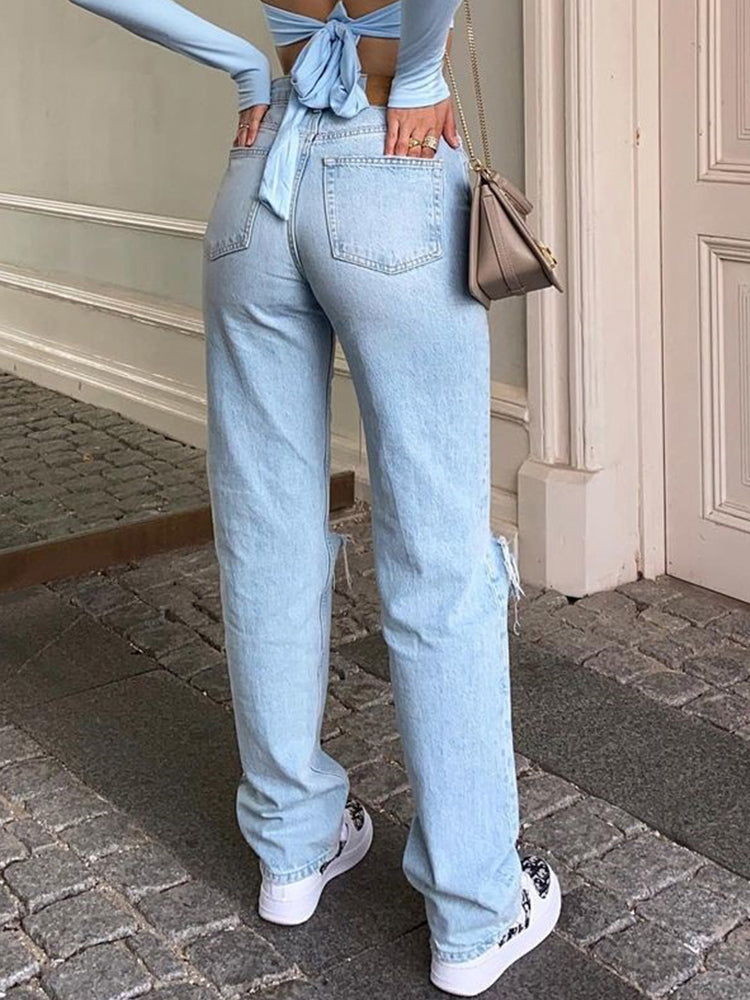 Raelyn - Damenmode Zerrissene Jeans